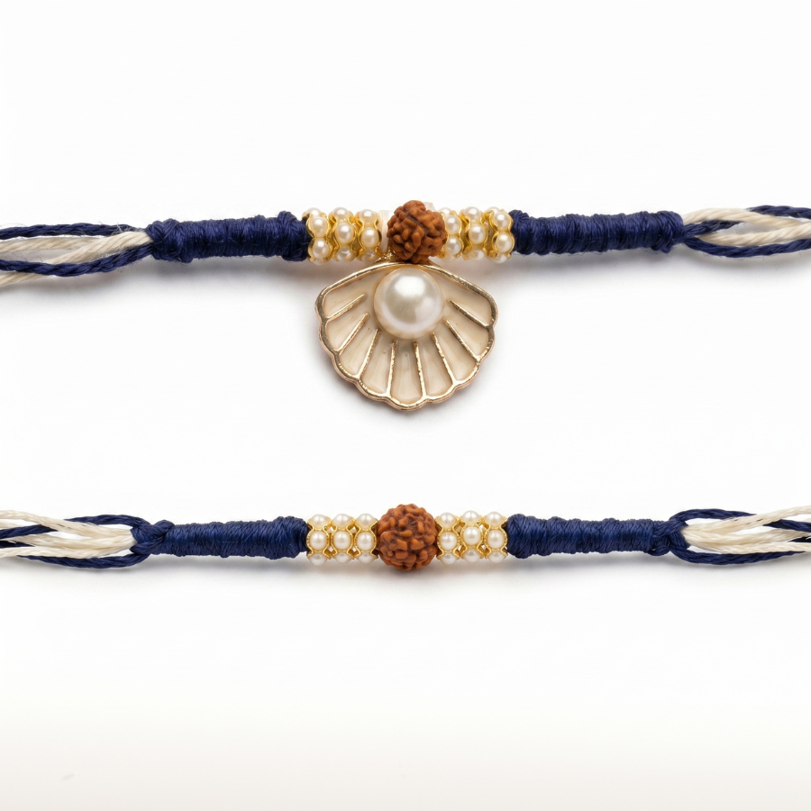 Pearl Rudraksha Rakhi Combo Set of 2