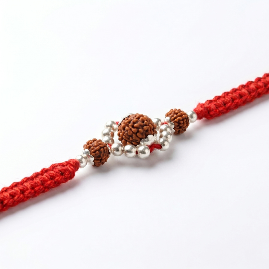 Rudraksha Silver Halo Rakhi