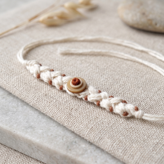 Rustic Wooden Bead Thread Rakhi