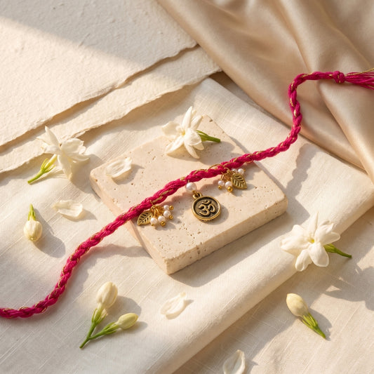 Pink Om Charm Designer Rakhi