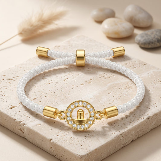 Premium Shivling Bracelet Rakhi (White)