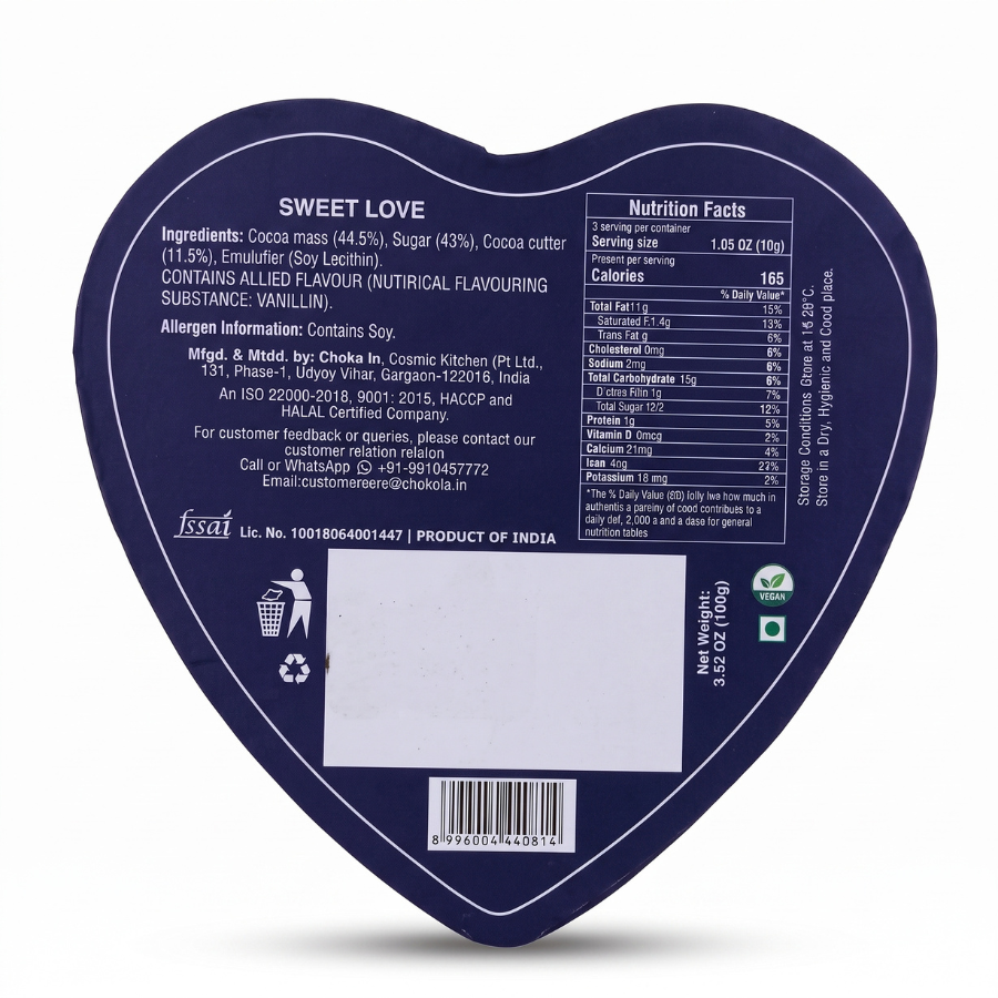 Choko La Sweet Love Heart Dark Chocolate Gift Box