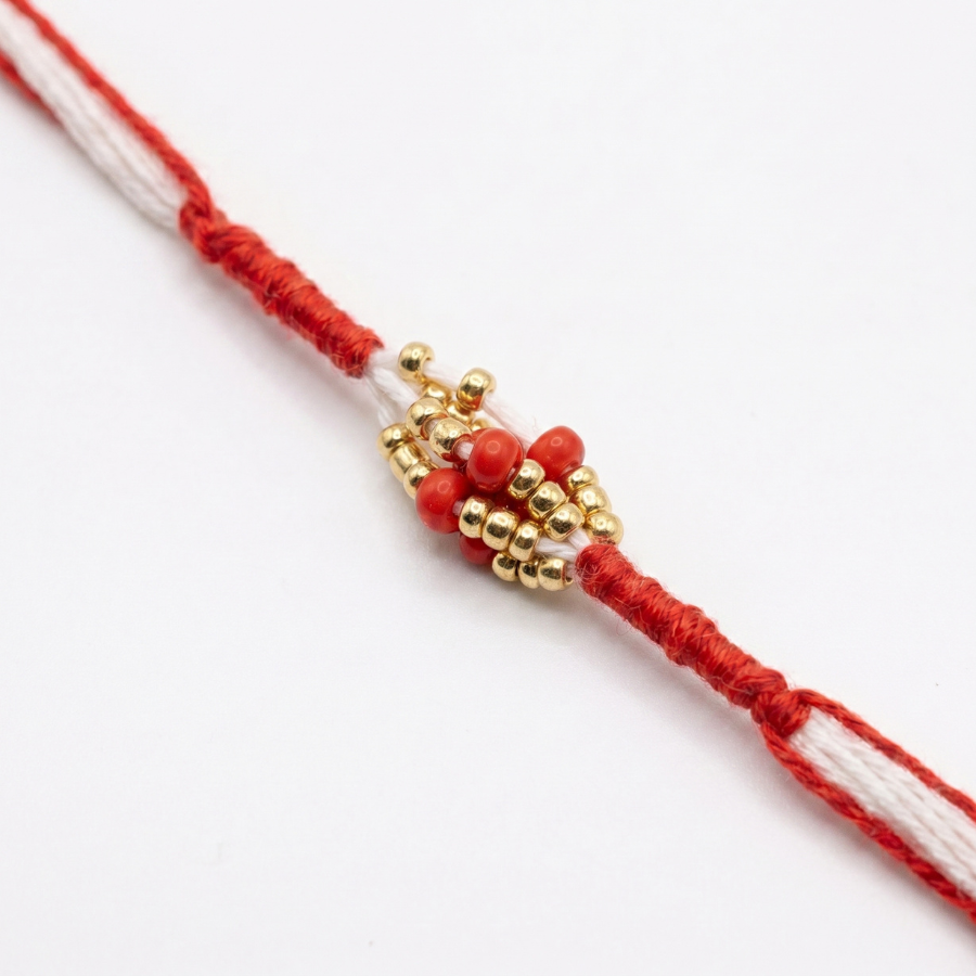 Traditional Red Bead Rakhi