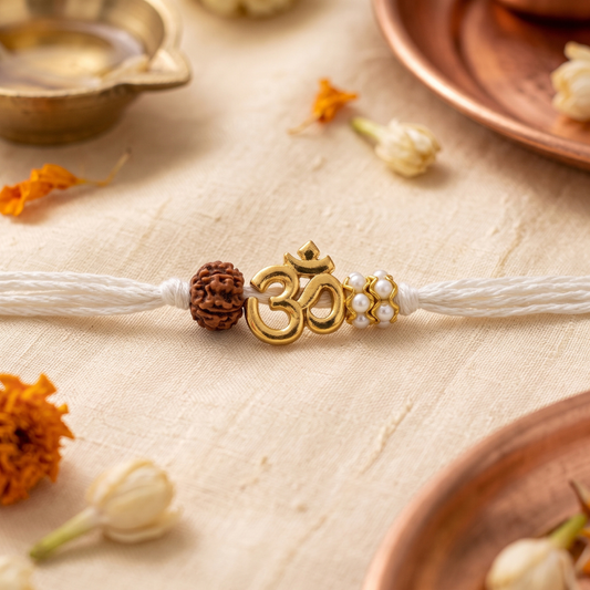 Om Rudraksha Pearl Sacred Rakhi