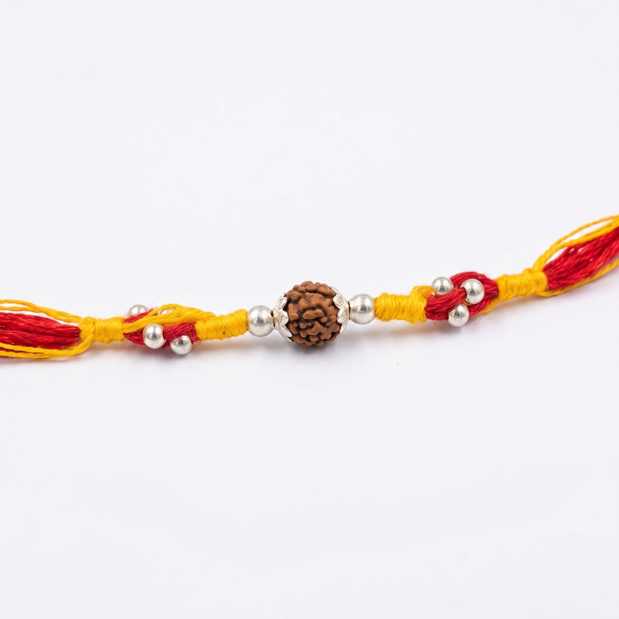 Sacred Rudraksha Silver Bead Rakhi