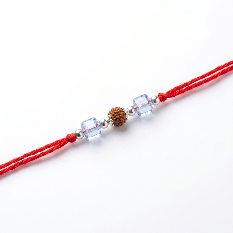 Sky Crystal Rudraksha Rakhi