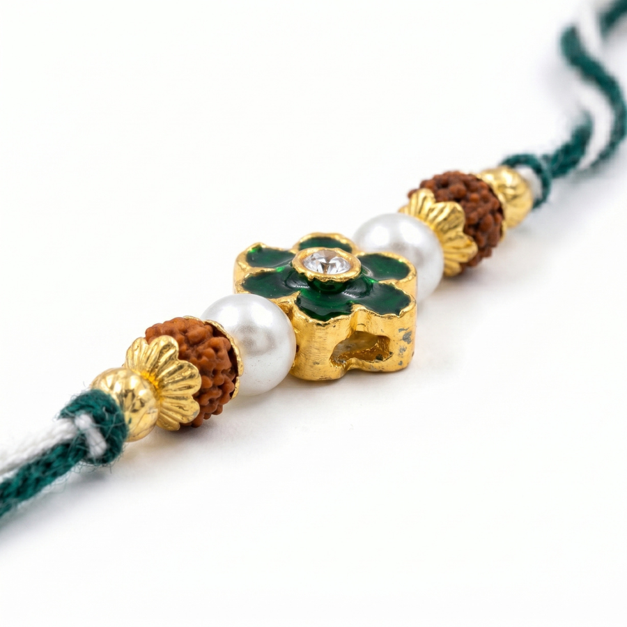 Emerald Blossom Rudraksha Rakhi