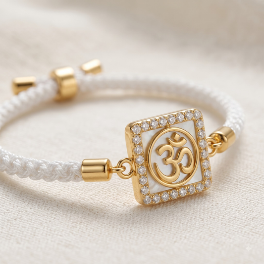 Divine Om White Bracelet Rakhi