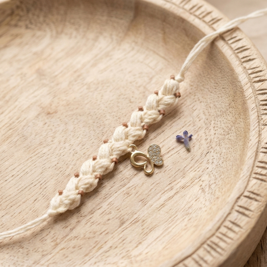 Ivory Heart Charm Thread Rakhi