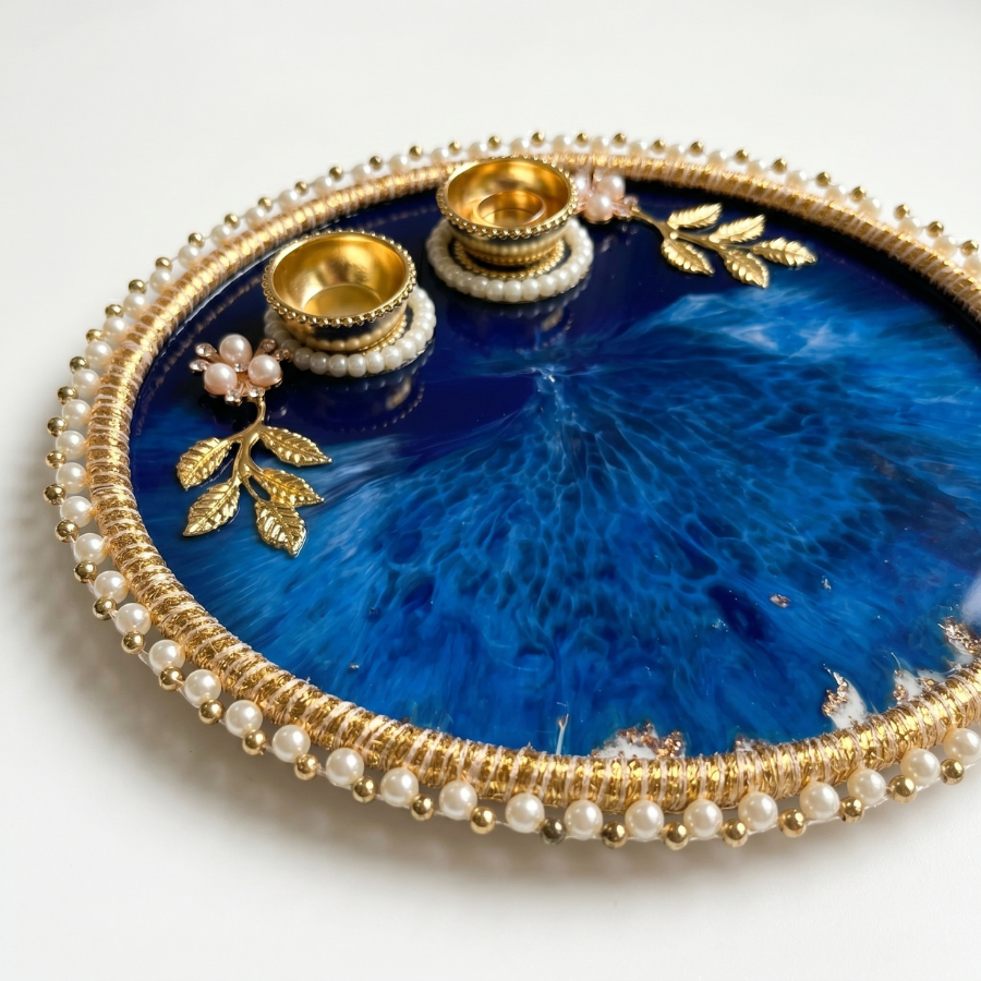 Ocean Blue Resin Pooja Thali