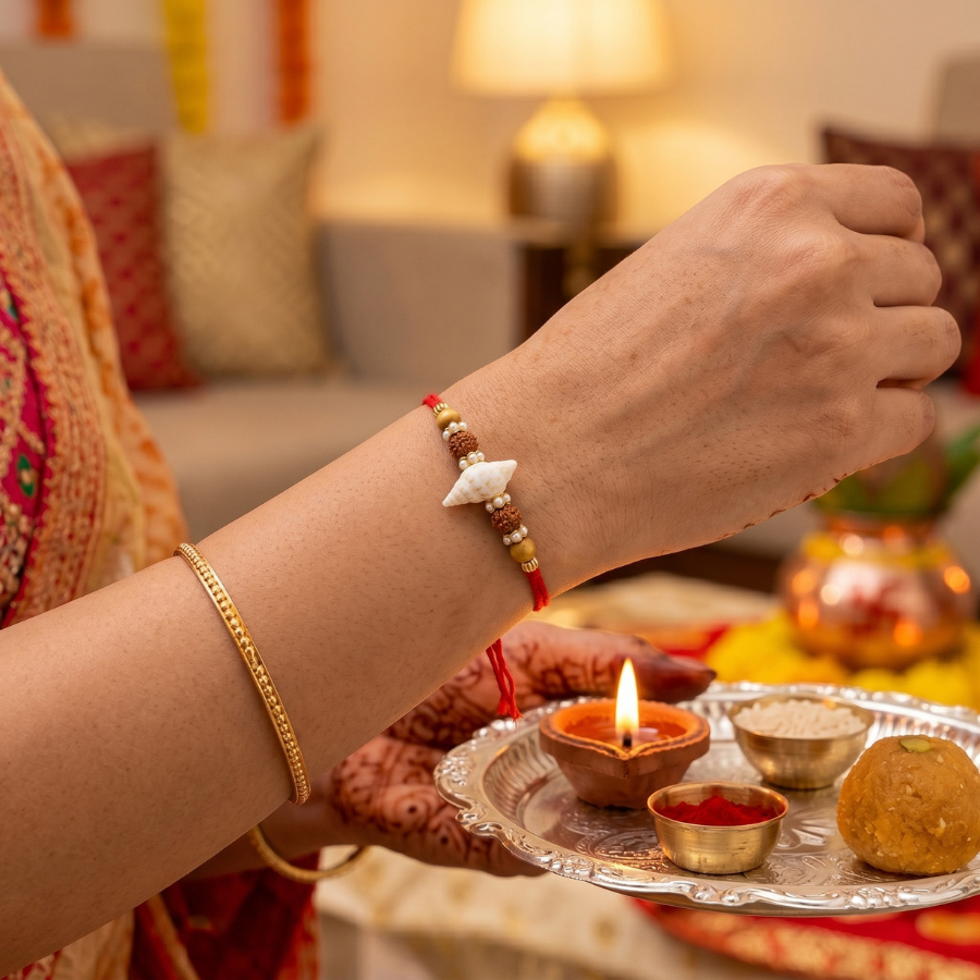 Coastal Rudraksha Shell Rakhi