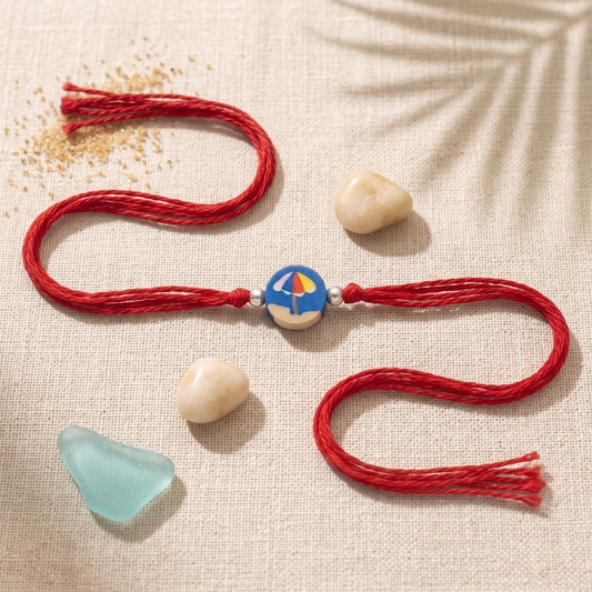 925 Silver Beach Umbrella Kids Rakhi