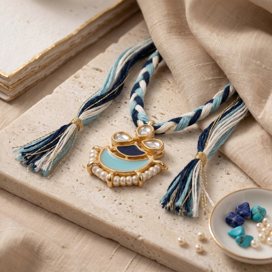 Pearl Kundan Designer Rakhi