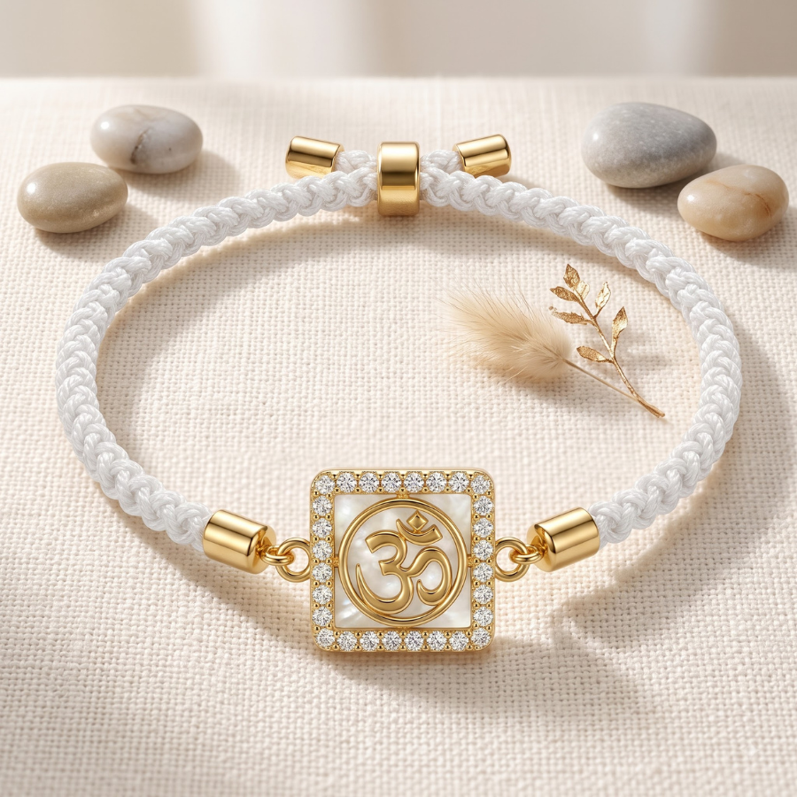 Divine Om White Bracelet Rakhi