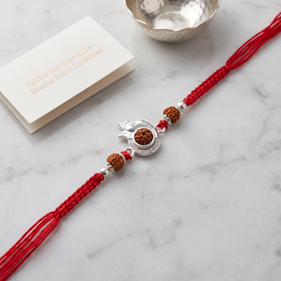 925 Silver Shivling Rudraksha Rakhi