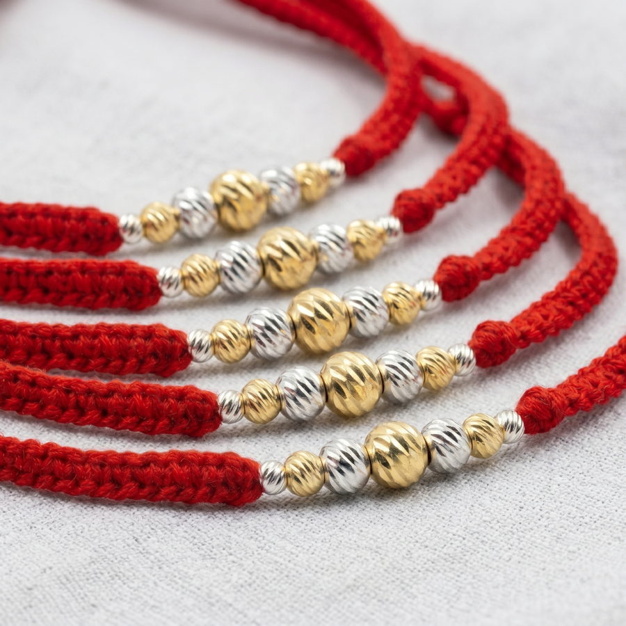 Golden Silver Bead Rakhi Combo (Set of 5)