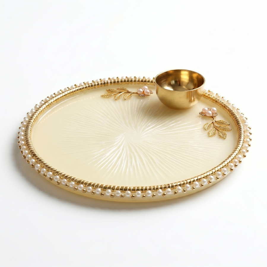 Ivory Swirl Resin Thali