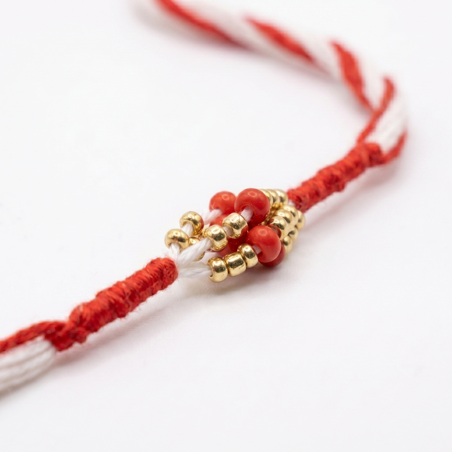 Traditional Red Bead Rakhi