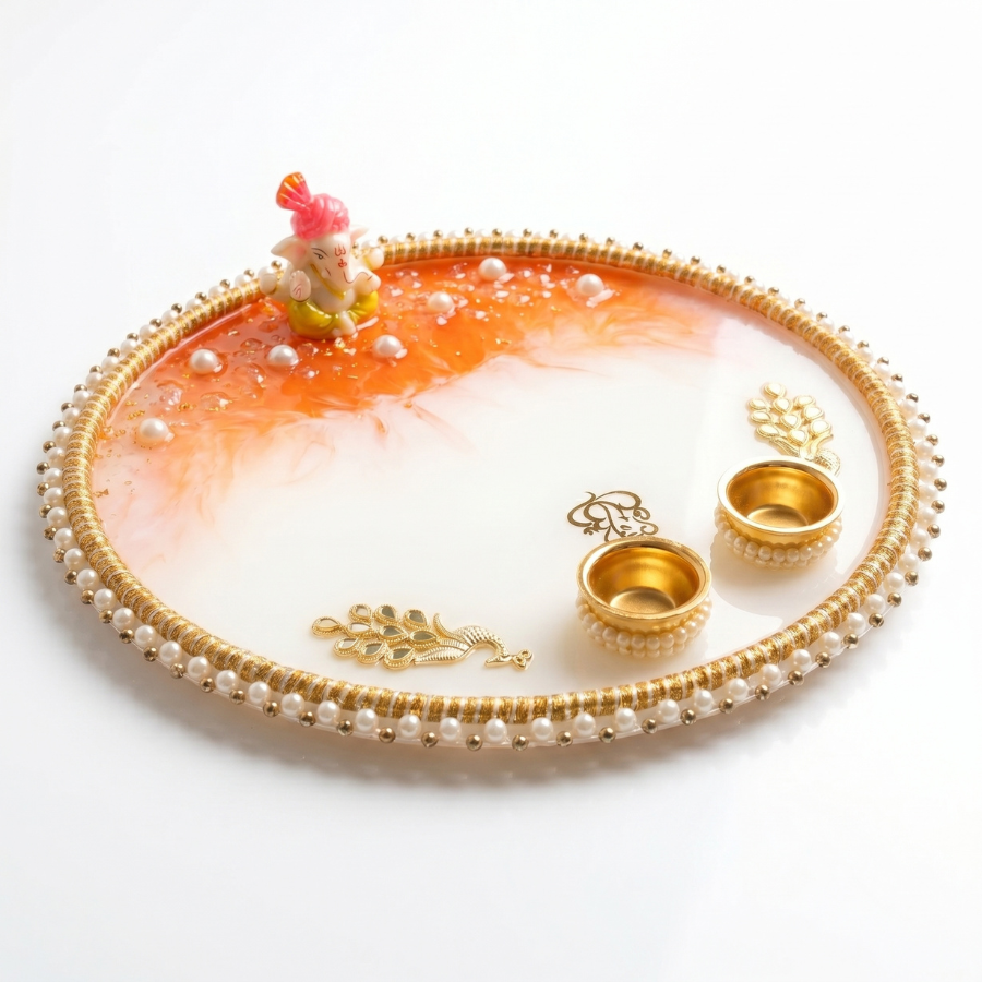 Sunset Ganesha Resin Pooja Thali