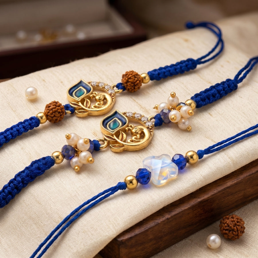 Peacock Aura Blue Blossom Morleaf Royal Set of 3