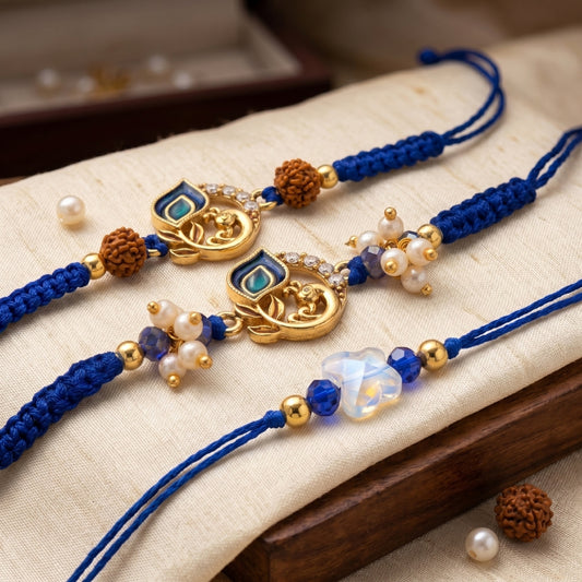 Peacock Aura Blue Blossom Morleaf Royal Set of 3