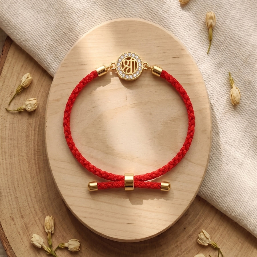 Shree Crystal Bracelet Rakhi Red