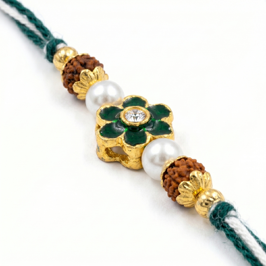 Emerald Blossom Rudraksha Rakhi