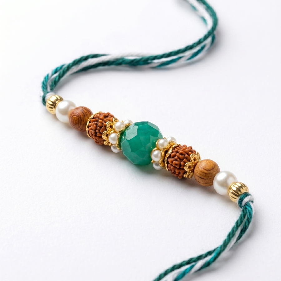 Emerald Aura Rudraksha Rakhi