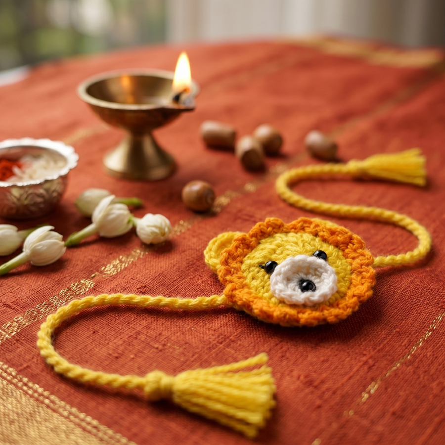 Crochet Lion Kids Rakhi