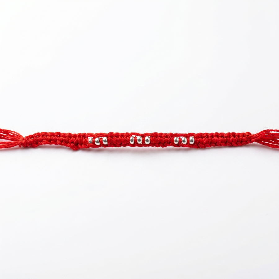 Silver Bead Thread Rakhi