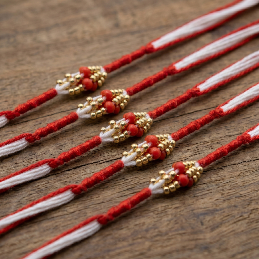 Traditional Bead Rakhi Combo (Set of 5)