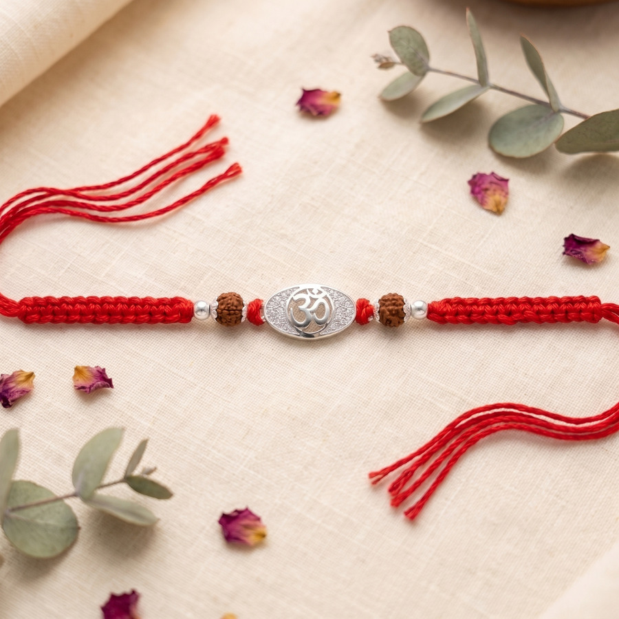 925 Silver Om Rudraksha Divine Rakhi