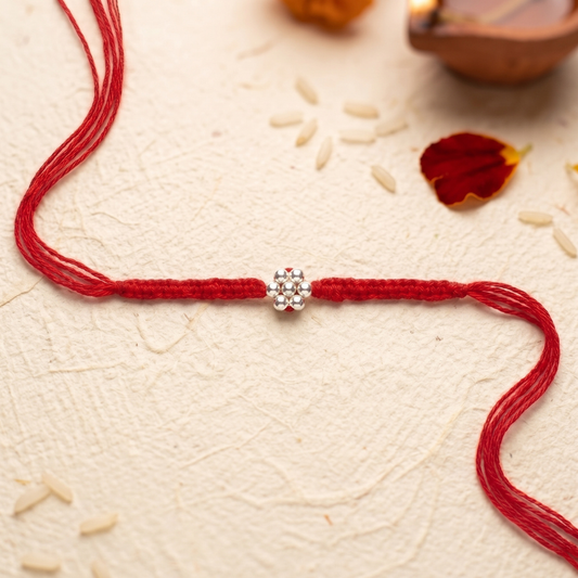 925 Silver Floral Bead Rakhi