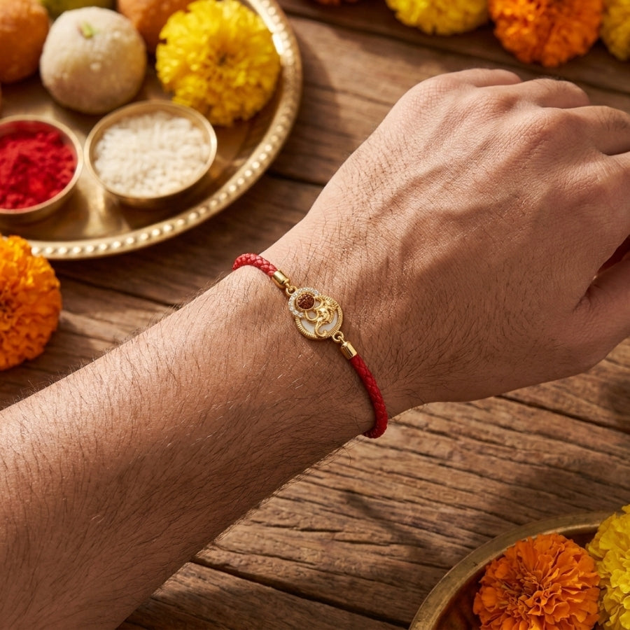Divine Ganesh Rudraksha Bracelet Rakhi