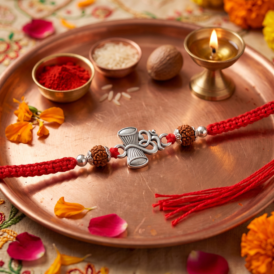 925 Silver Om Damru Rakhi