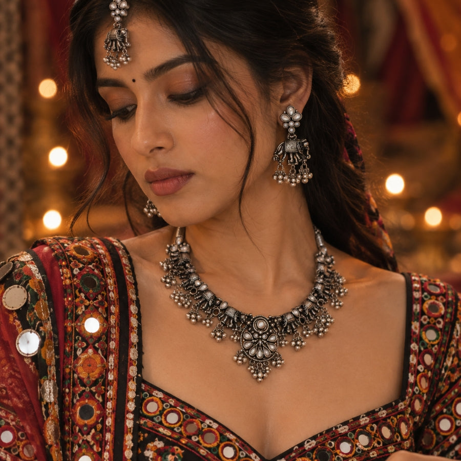 Gajraaj Ghughri Oxidised Jewellery Set