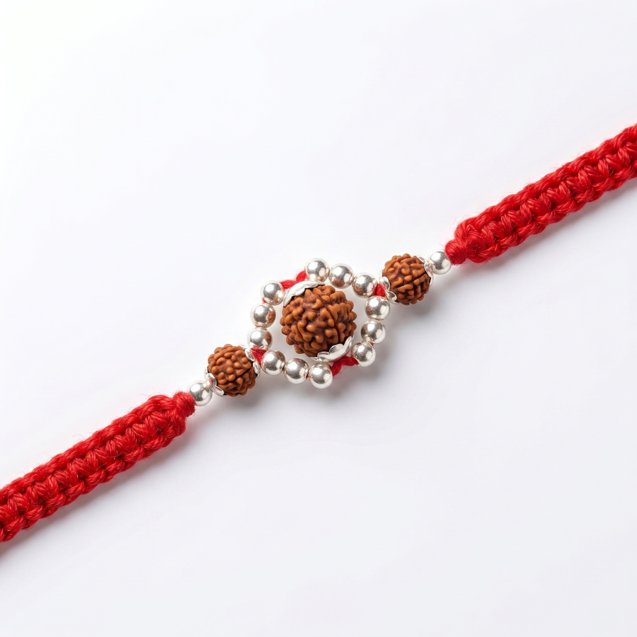 Rudraksha Silver Halo Rakhi