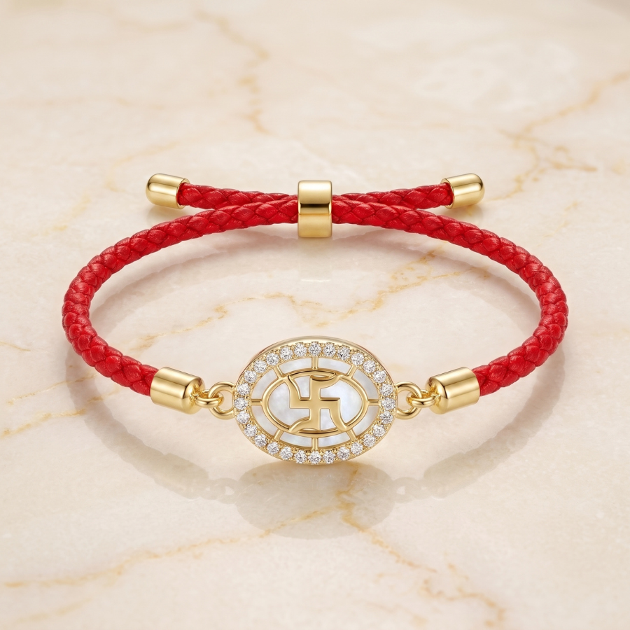 Royal Swastik CZ Bracelet Rakhi