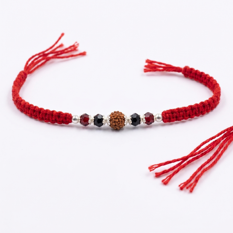 Crimson Crystal Rudraksha Rakhi