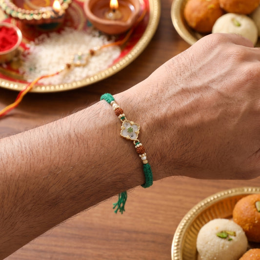 Emerald Blossom Rudraksha Rakhi