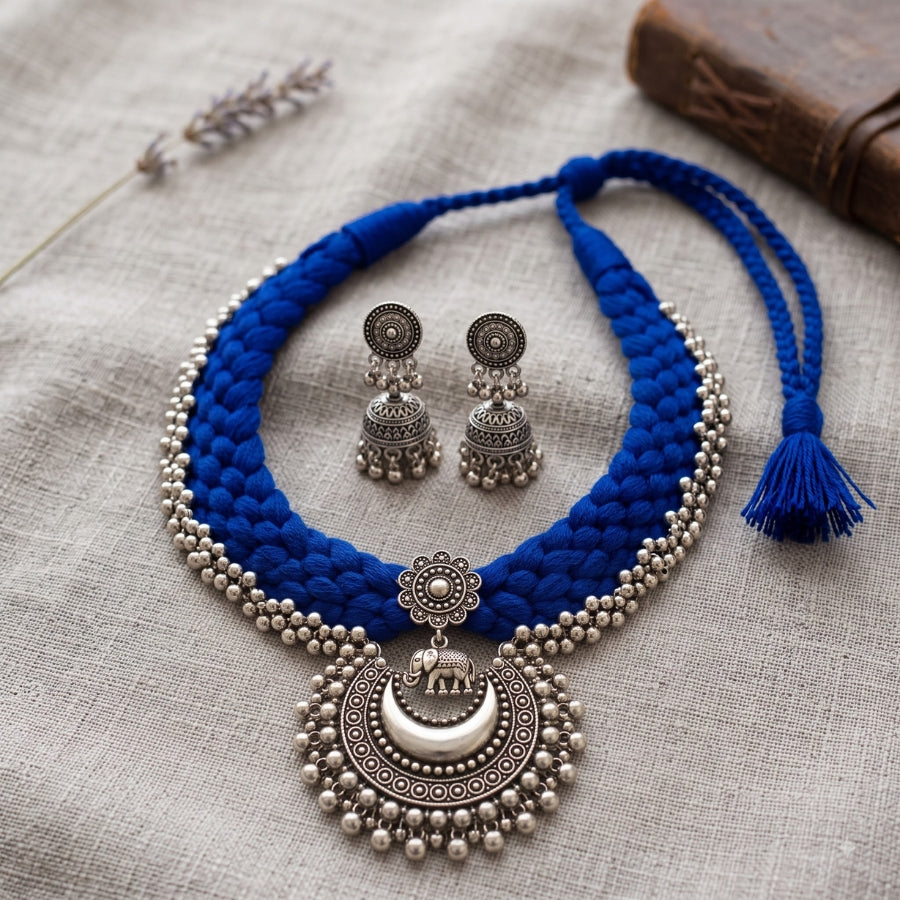 Neel Chand Dori Oxidised Necklace Set
