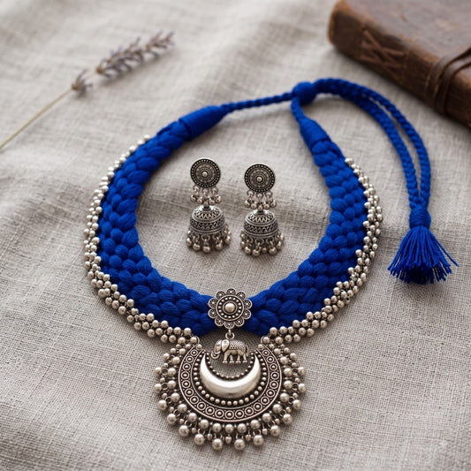 Neel Chand Dori Oxidised Necklace Set