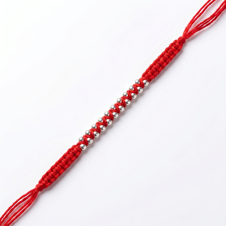 Silver Bead Thread Rakhi
