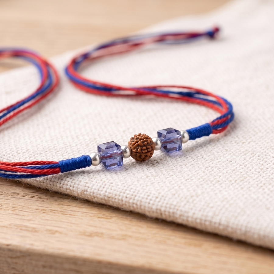 925 Silver Rudraksha Crystal Rakhi