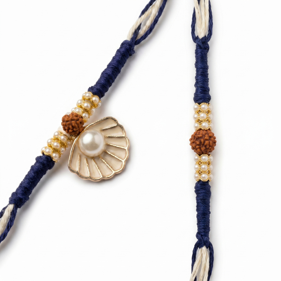 Pearl Rudraksha Rakhi Combo Set of 2