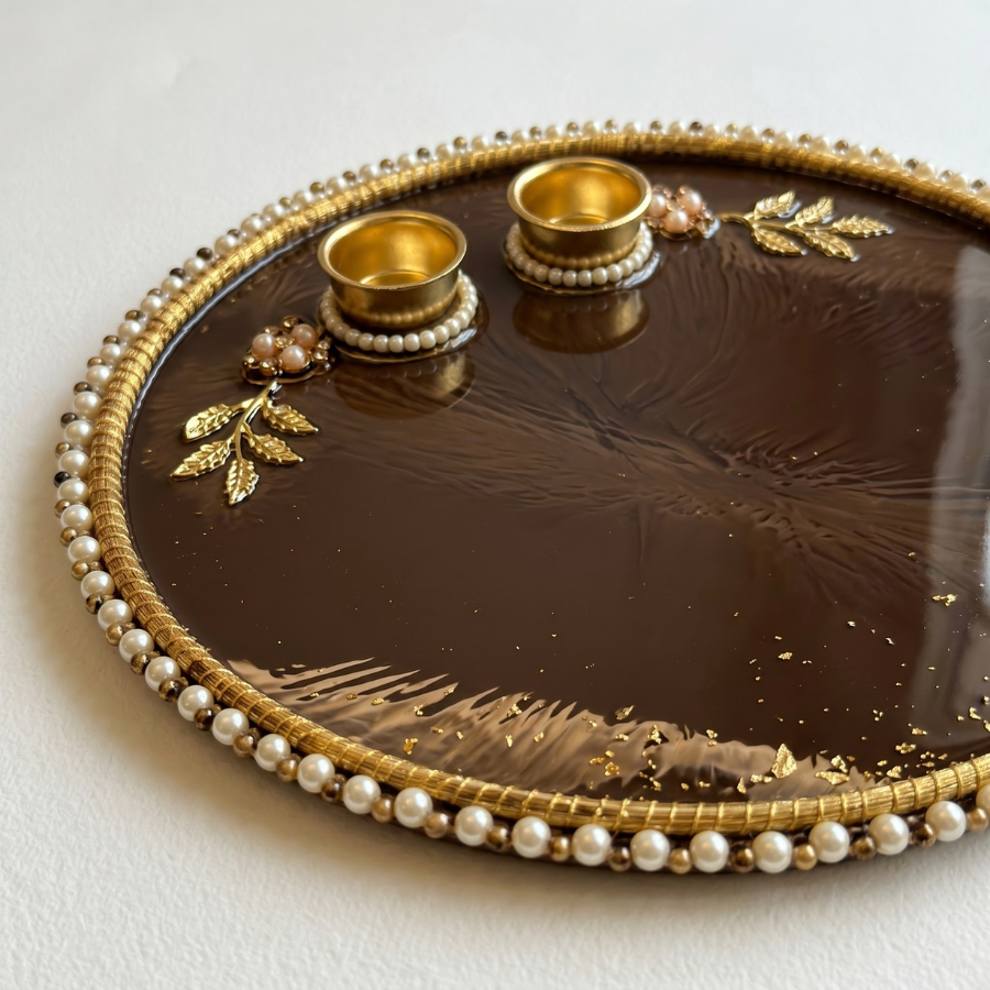 Royal Mocha Resin Pooja Thali
