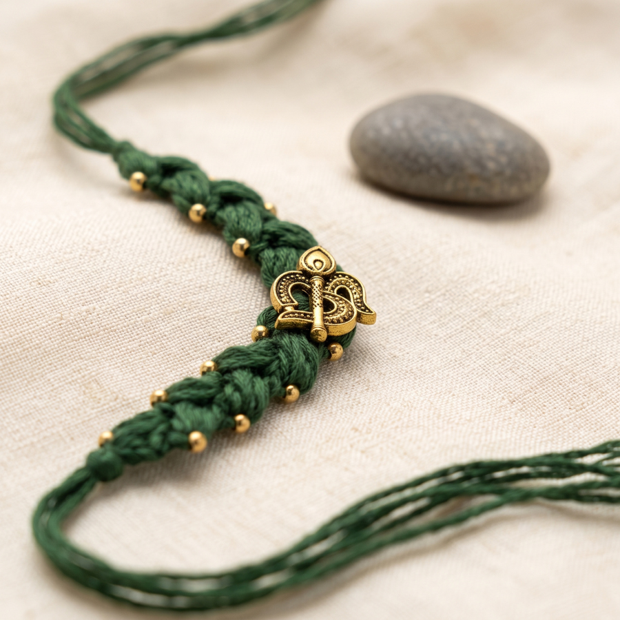 Vintage Khanda Macrame Rakhi