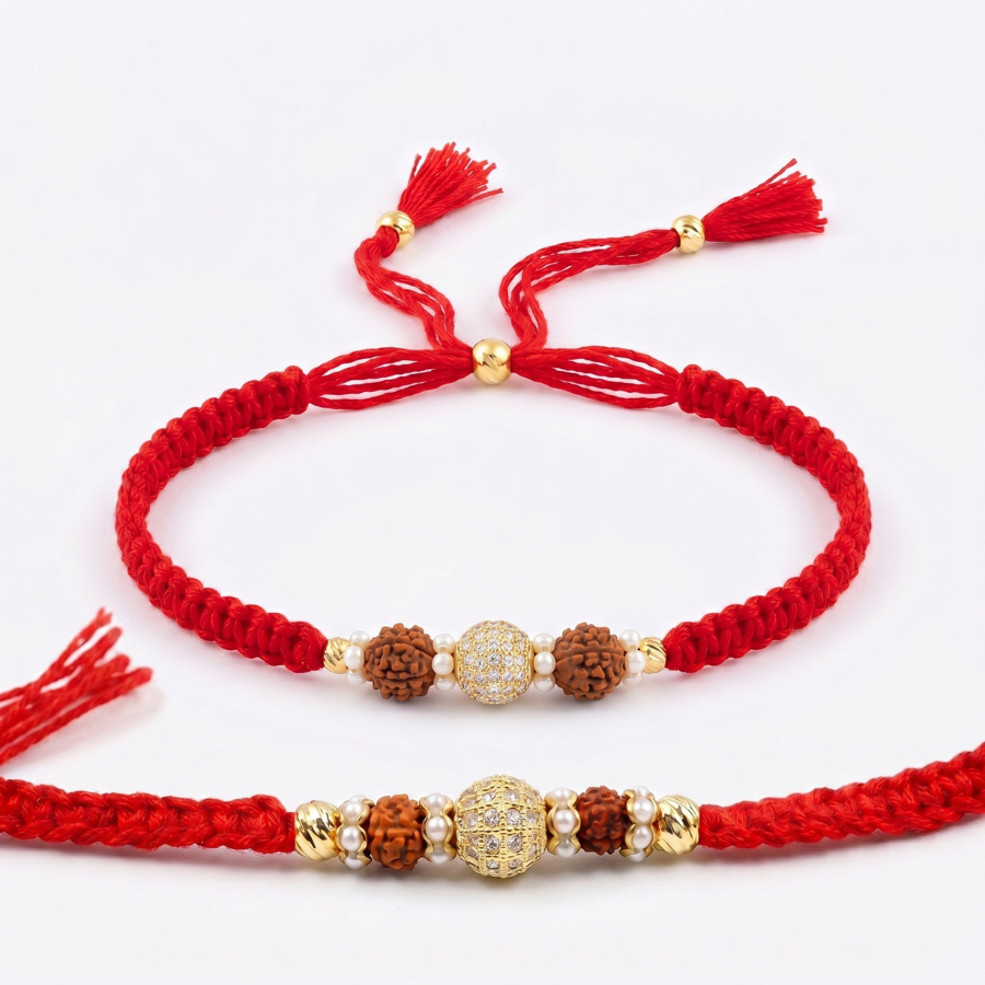 Royal Rudraksha Crystal Rakhi Combo