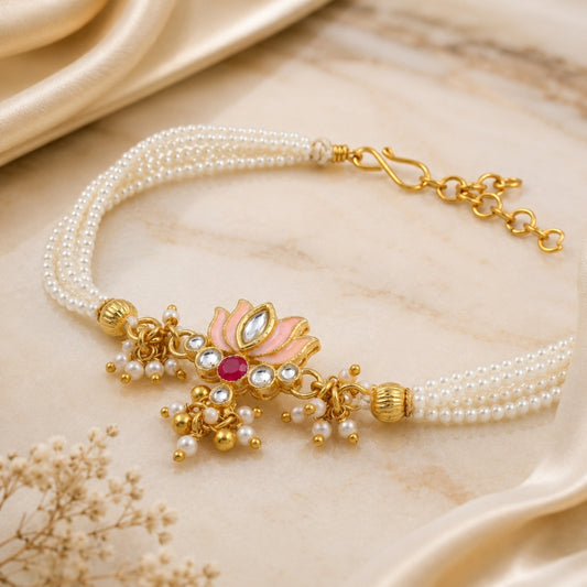 Lotus Pearl Bracelet Rakhi