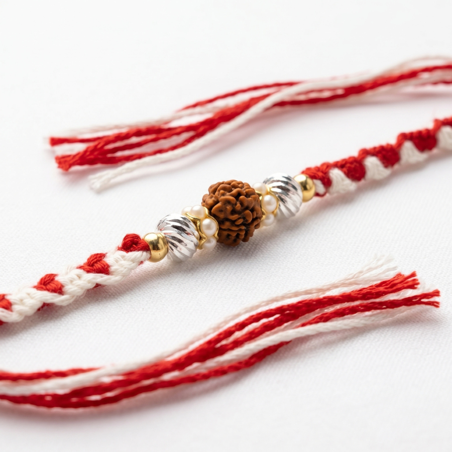 Crystal Rudraksha Twist Rakhi